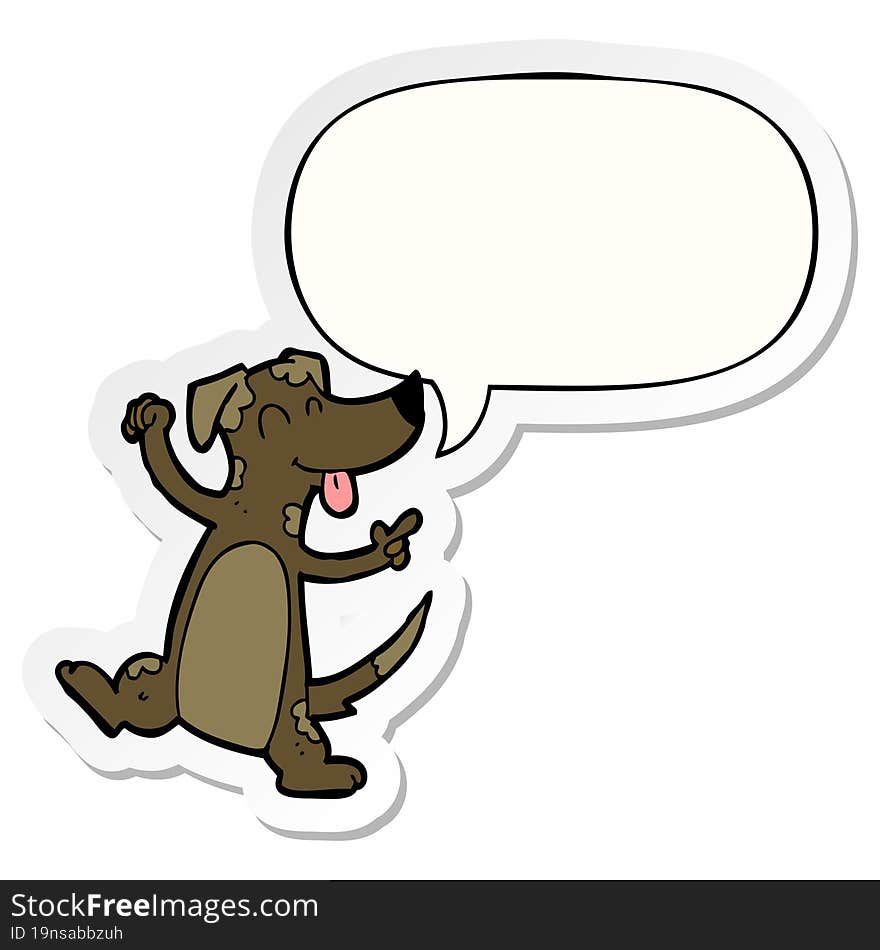 cartoon dancing dog with speech bubble sticker