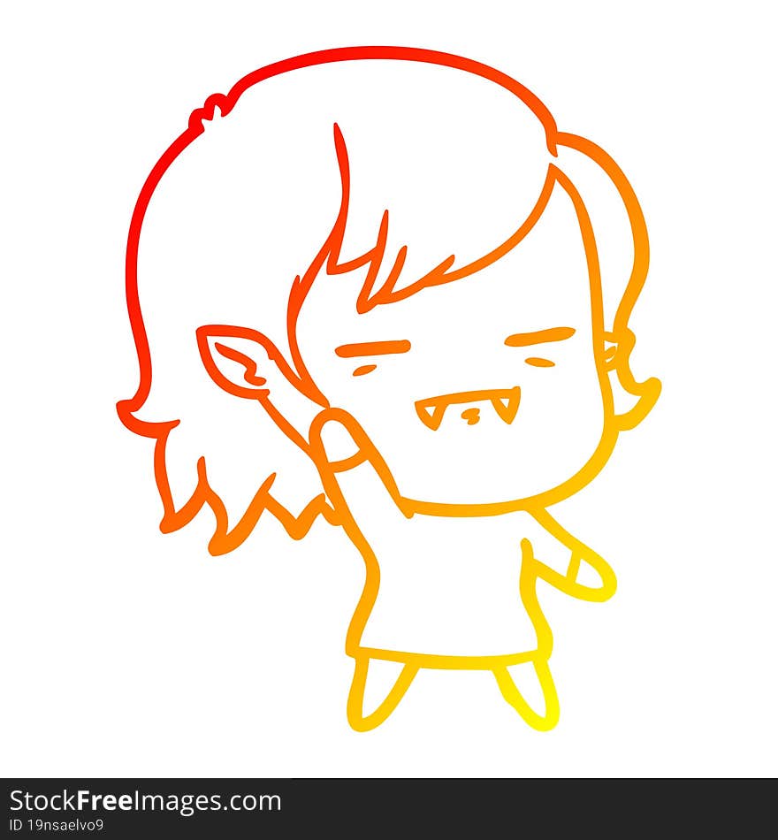 warm gradient line drawing cartoon undead vampire girl