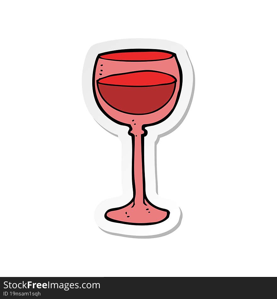 Sticker Of A Cartoon Wine Glass