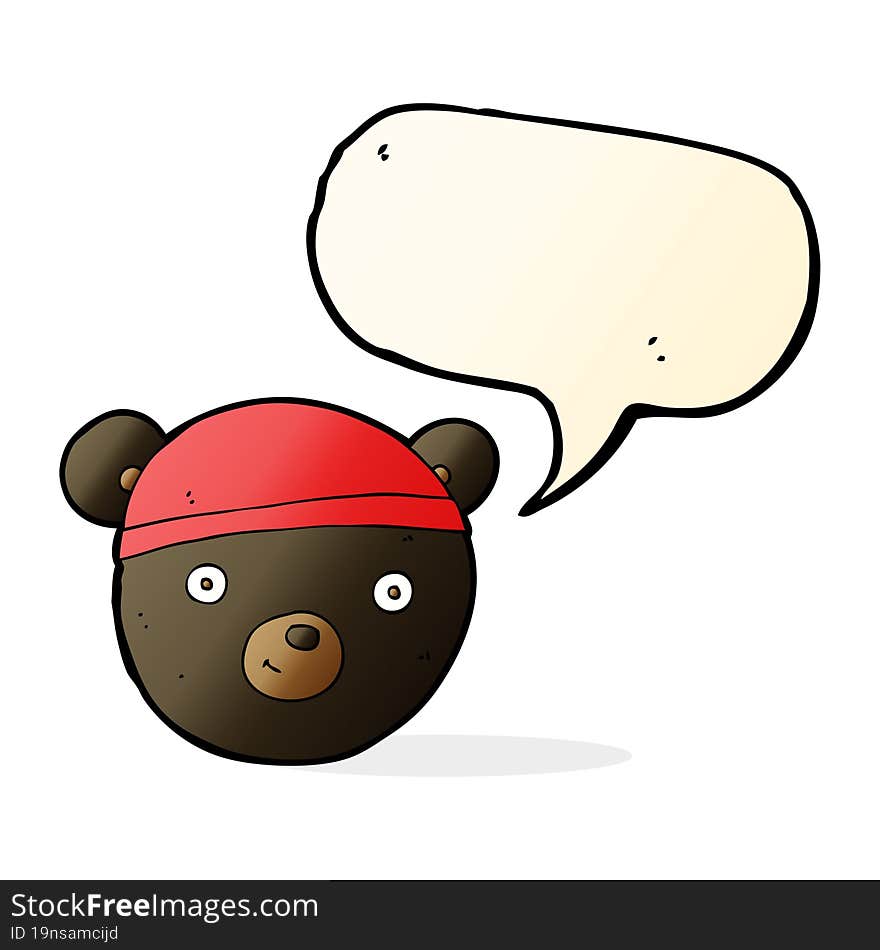 cartoon black bear face with speech bubble