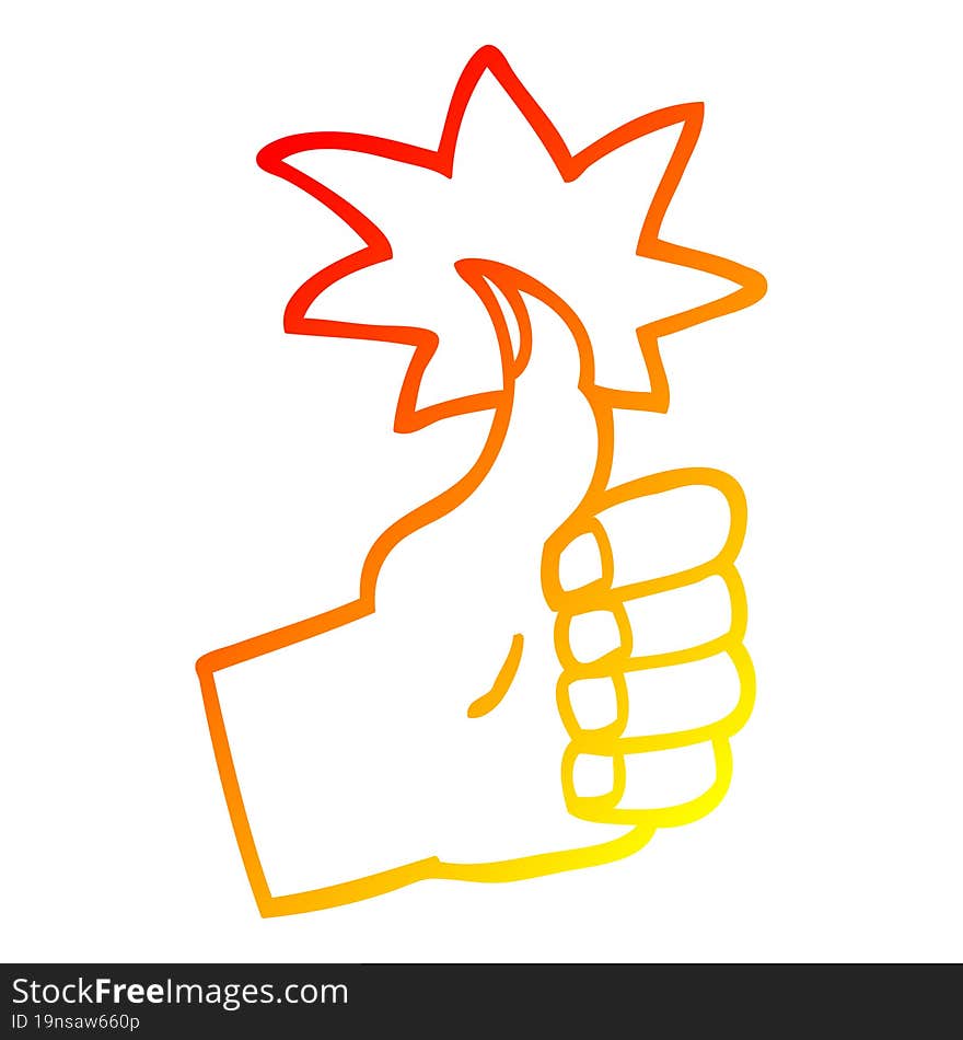 warm gradient line drawing cartoon thumbs up symbol