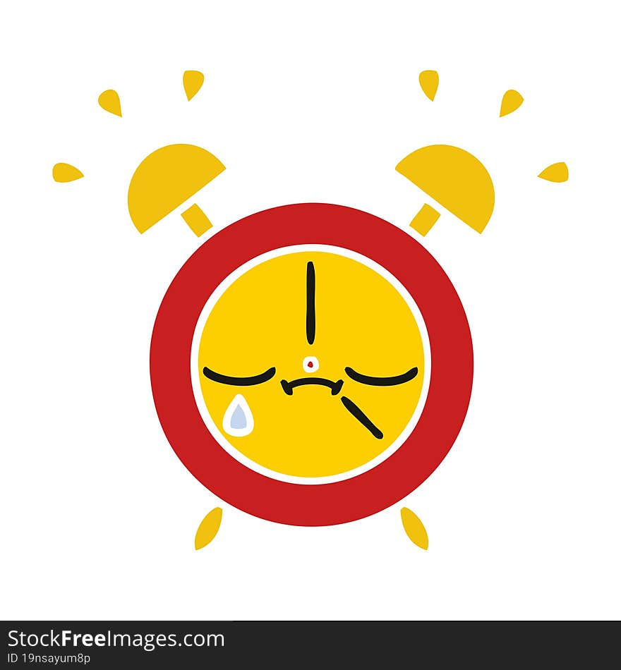 flat color retro cartoon alarm clock