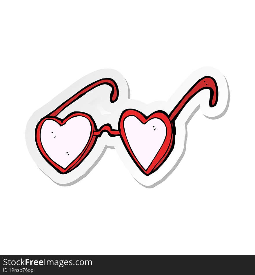 sticker of a cartoon heart glasses