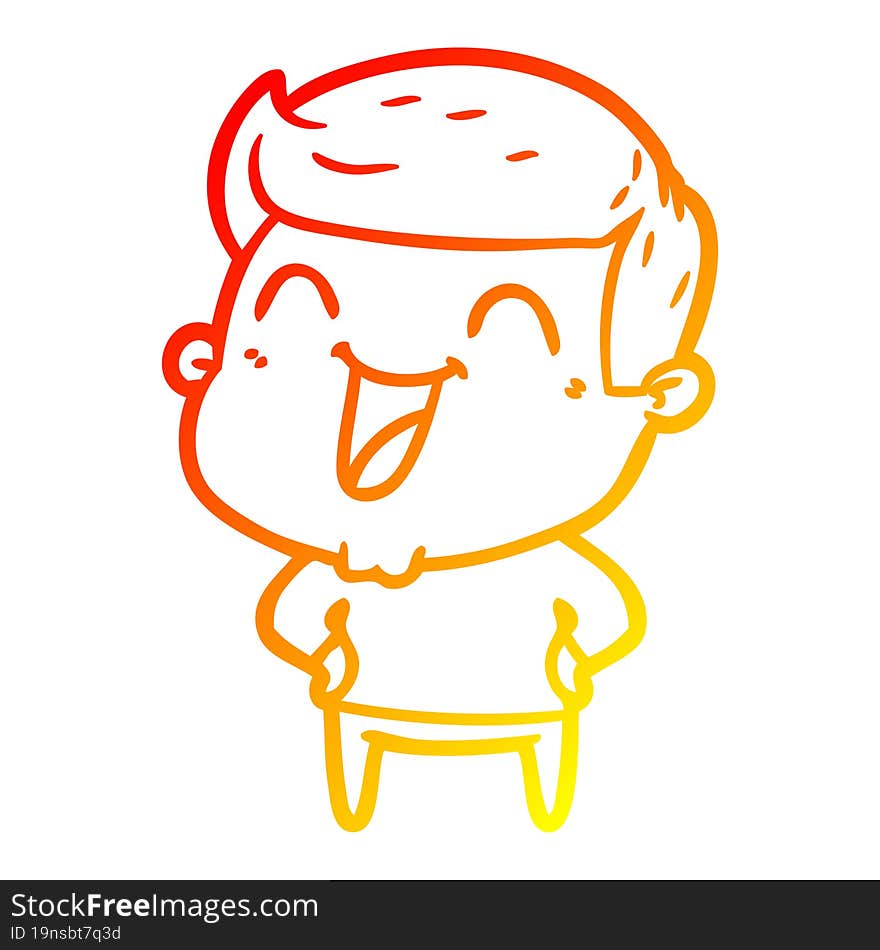 warm gradient line drawing of a cartoon man laughing