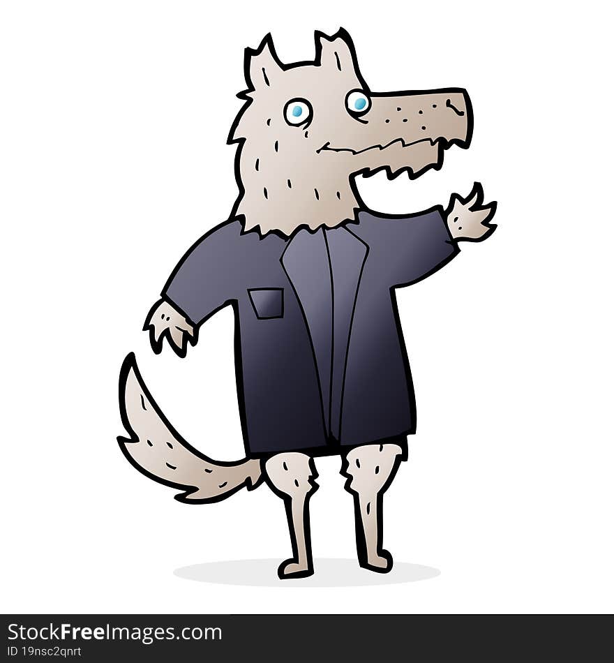 cartoon wolf businessman