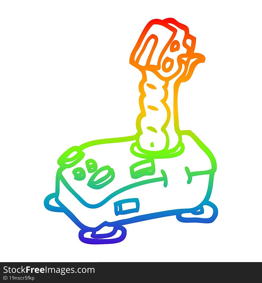 rainbow gradient line drawing cartoon joystick