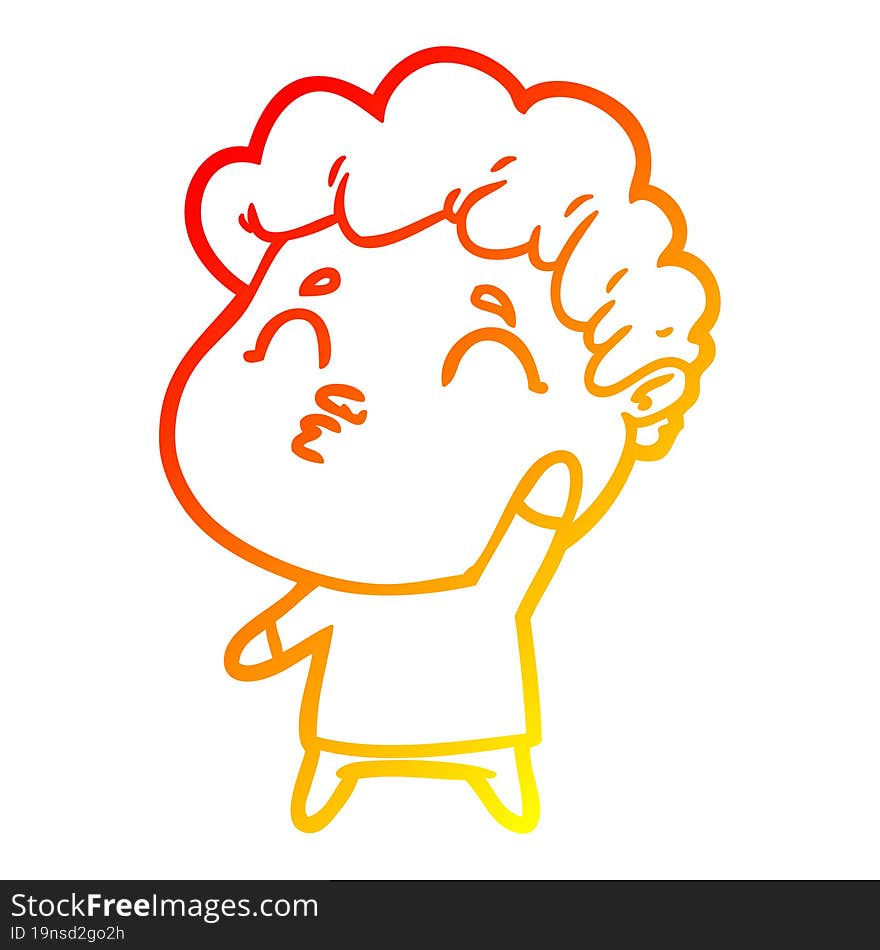 warm gradient line drawing cartoon man pouting