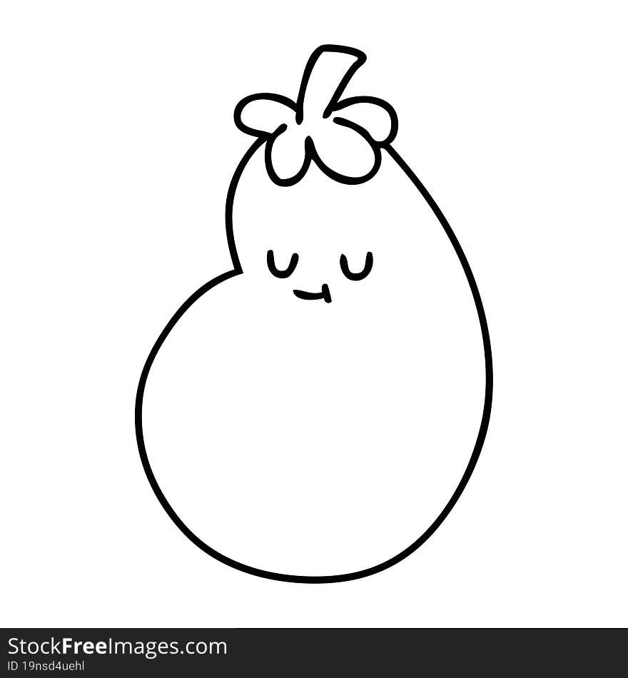 line doodle happy eggplant healthy vegetable. line doodle happy eggplant healthy vegetable