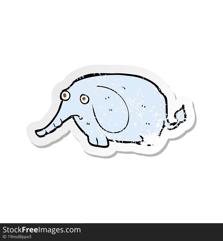 retro distressed sticker of a cartoon sad little elephant