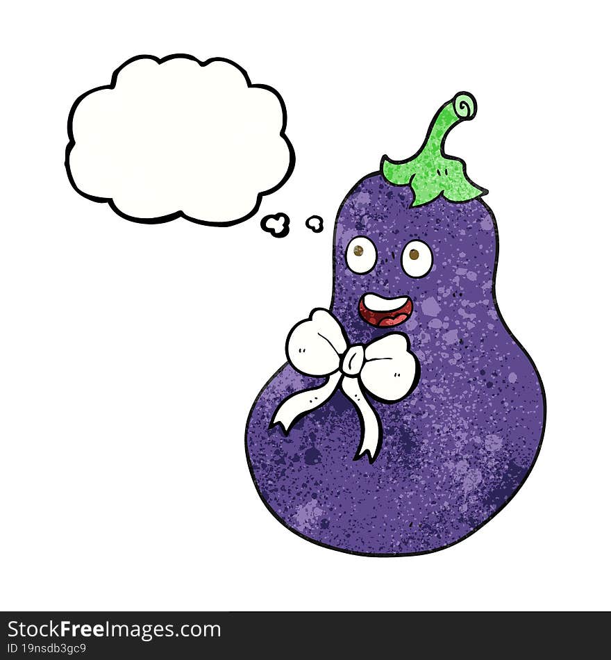 thought bubble textured cartoon eggplant