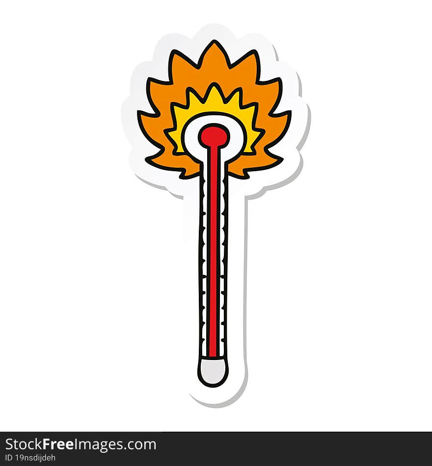 sticker of a quirky hand drawn cartoon hot thermometer