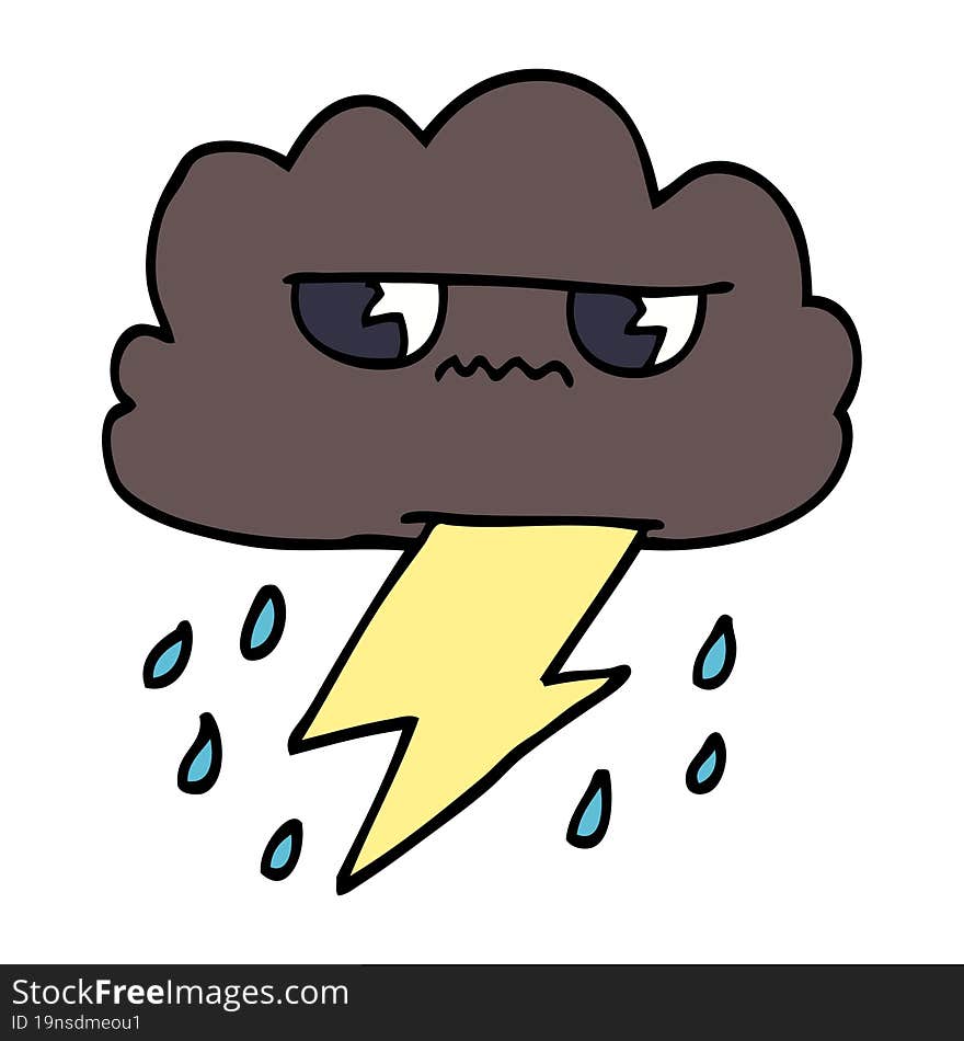 Cartoon Doodle Thunder Weather Cloud