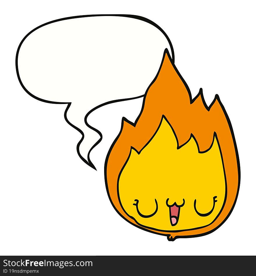 Cartoon Flame And Face And Speech Bubble