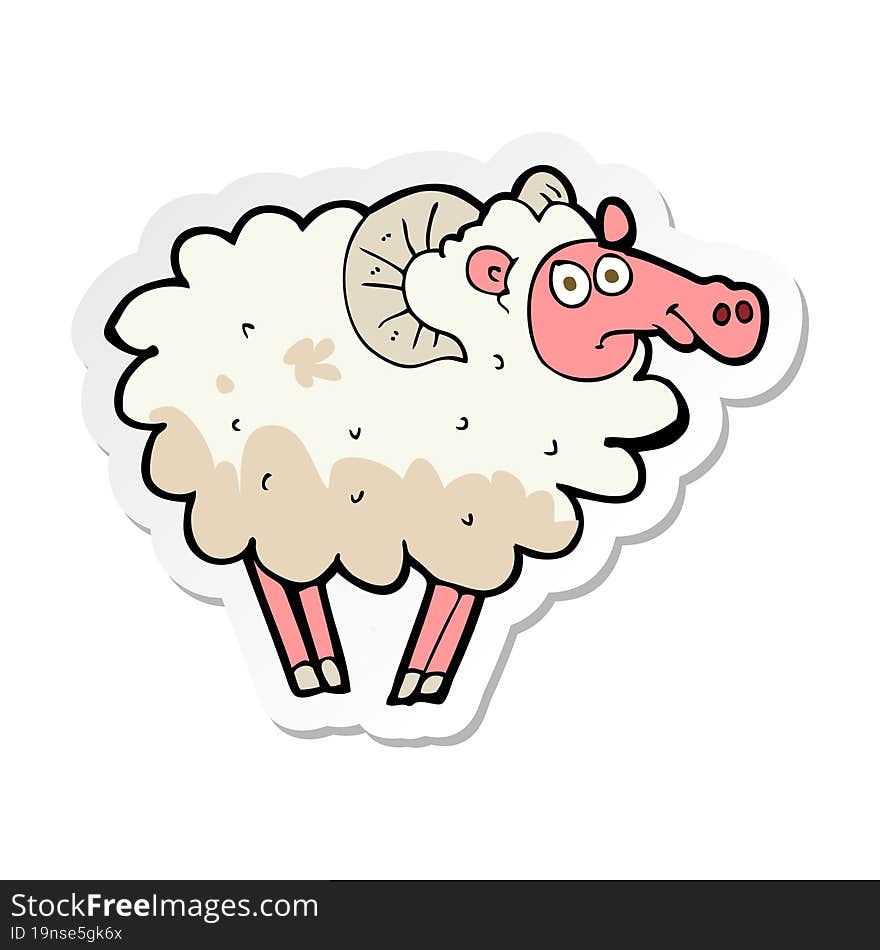 Sticker Of A Cartoon Dirty Sheep