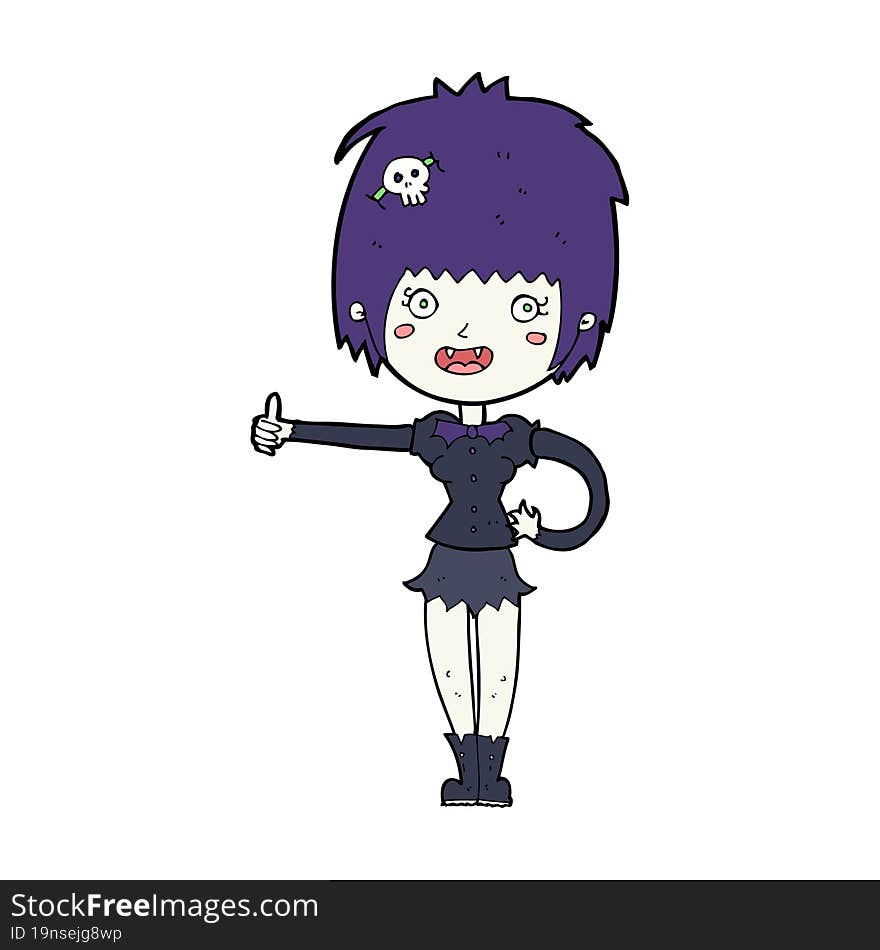 cartoon vampire girl giving thumbs up sign