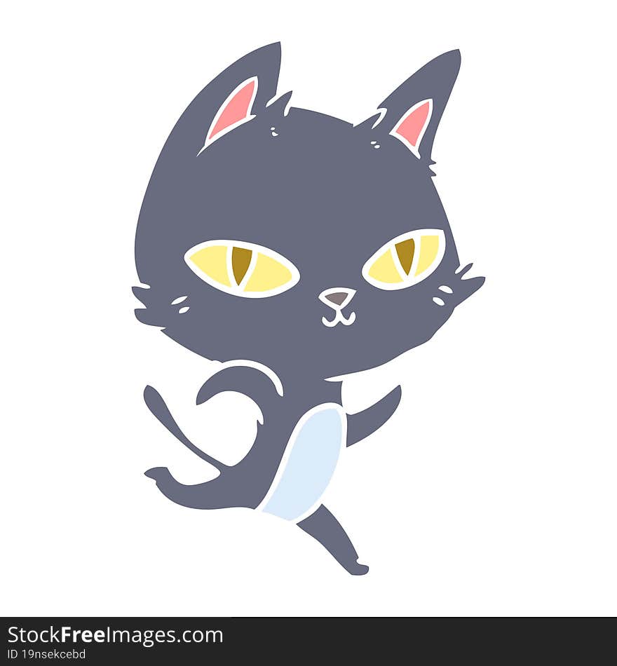 Flat Color Style Cartoon Cat Staring