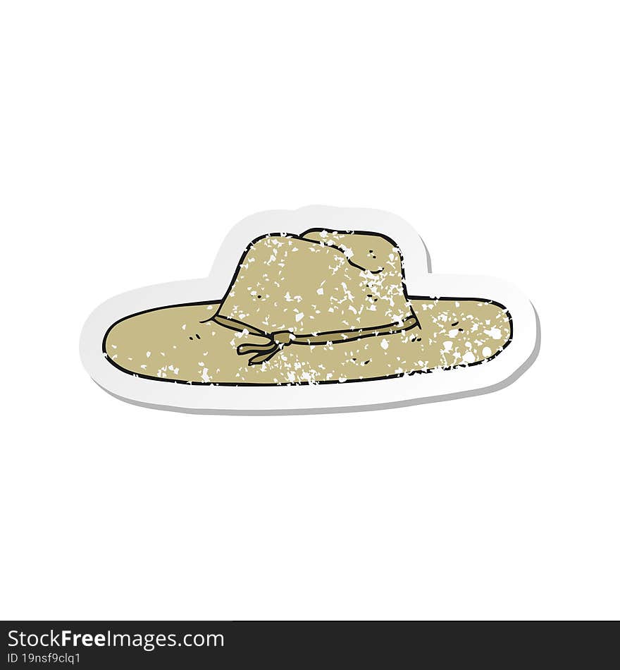 Retro Distressed Sticker Of A Cartoon Hat