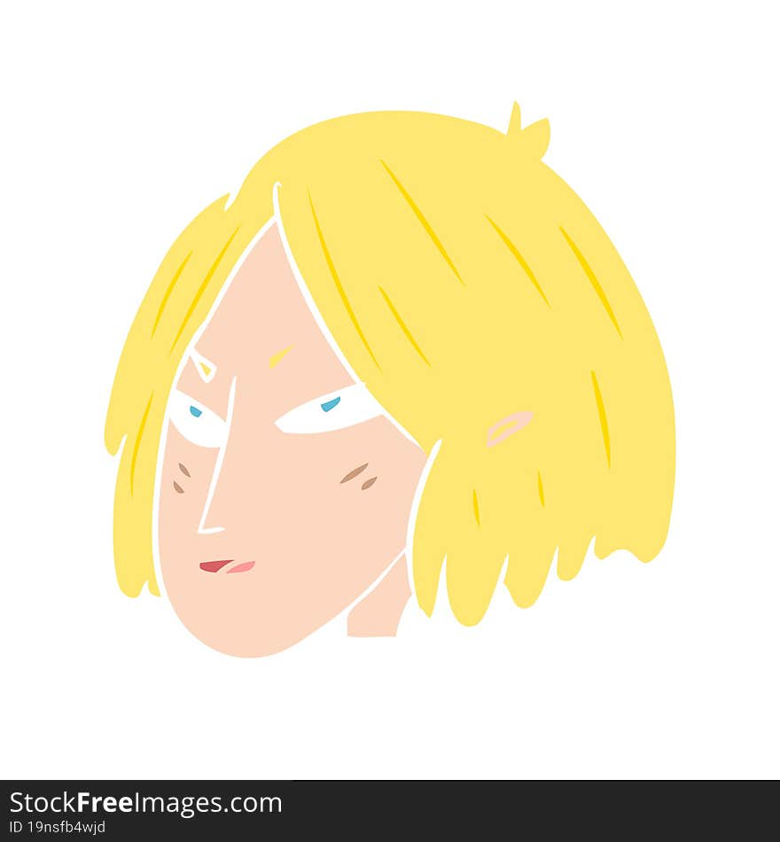 Flat Color Style Cartoon Woman