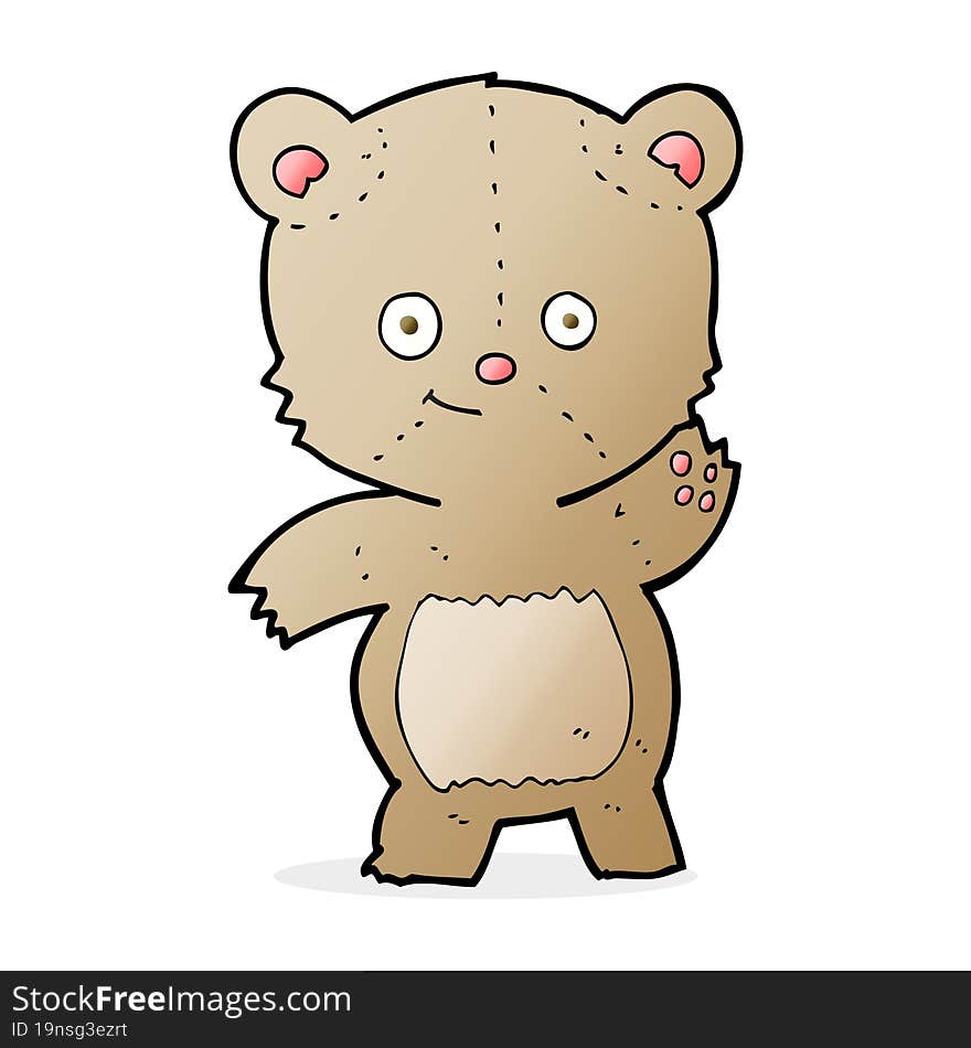 cartoon waving teddy bear