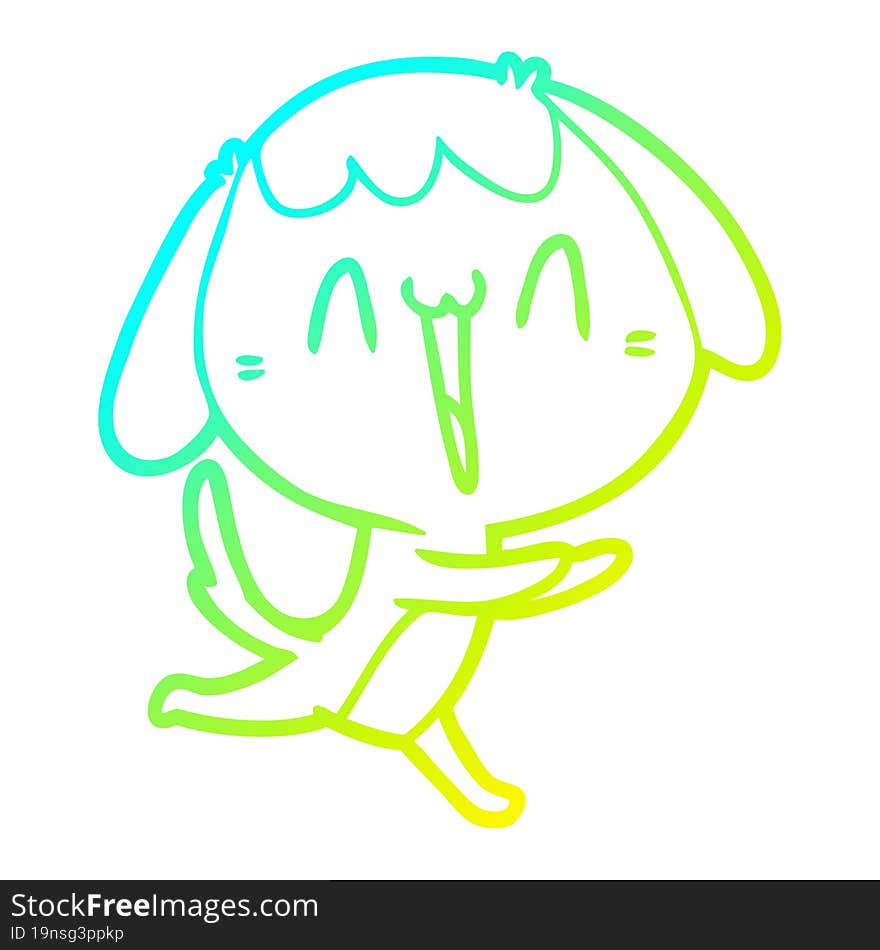 Cold Gradient Line Drawing Cute Cartoon Dog