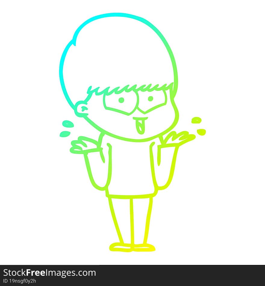 cold gradient line drawing cartoon happy boy