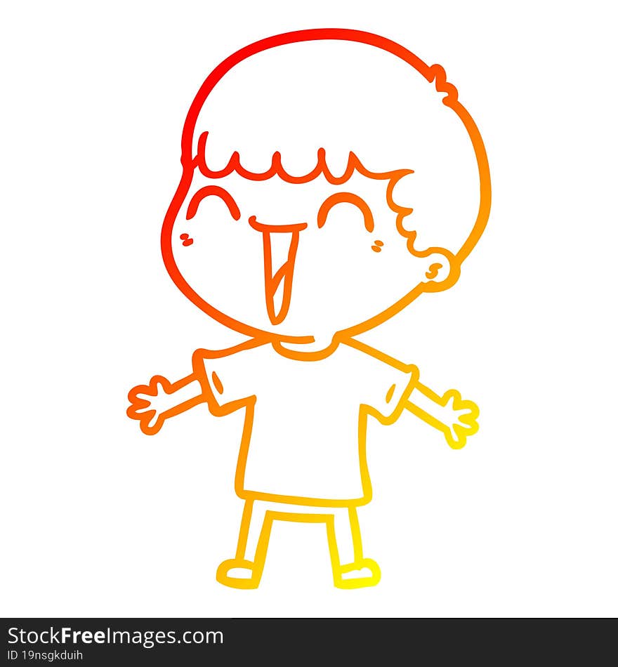 warm gradient line drawing of a cartoon happy man