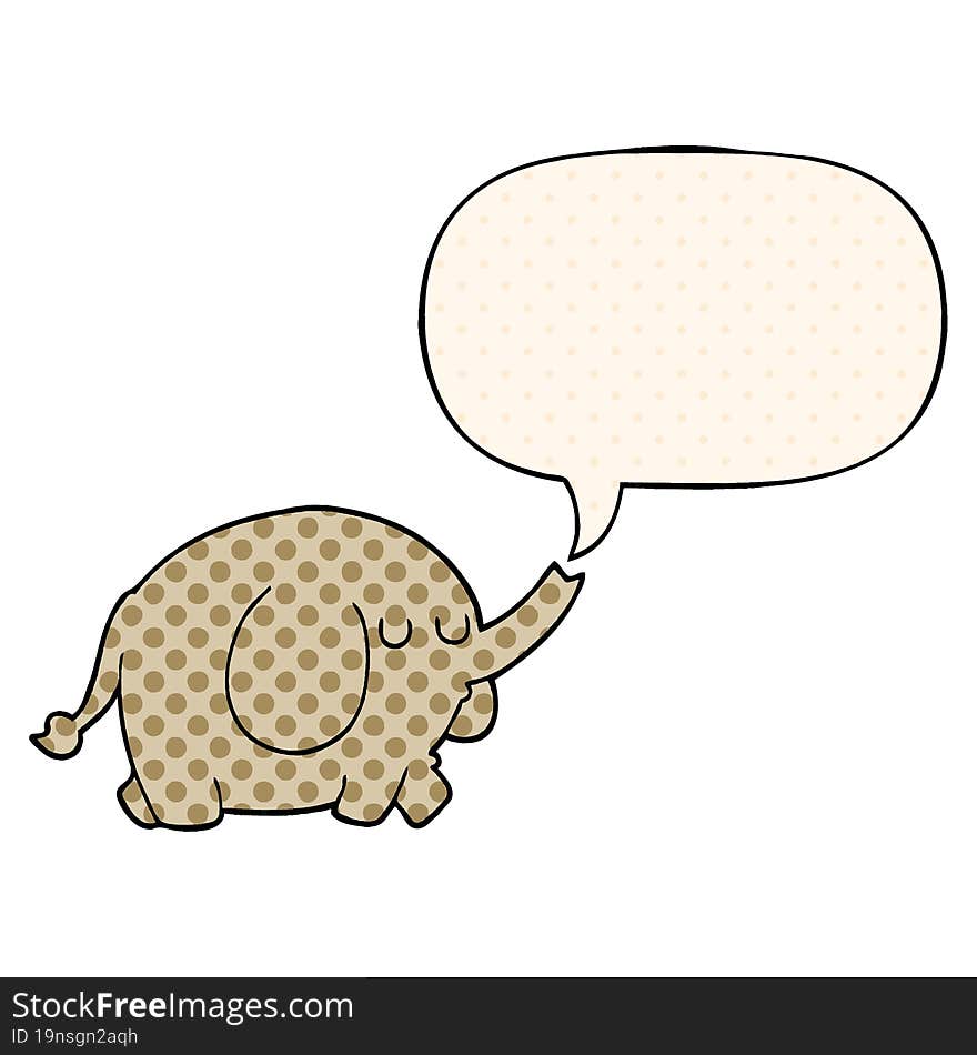 cartoon elephant and speech bubble in comic book style