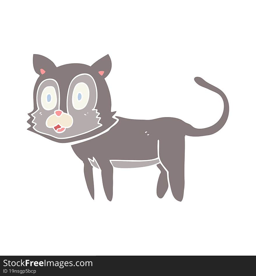 happy flat color style cartoon cat