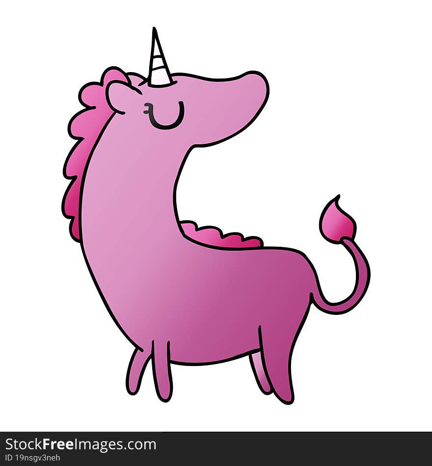 Gradient Cartoon Of Cute Kawaii Unicorn