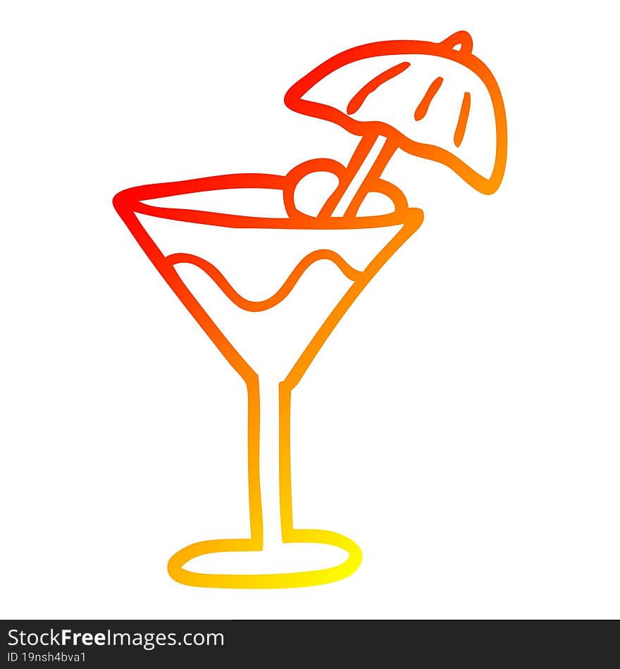 warm gradient line drawing cartoon cocktail