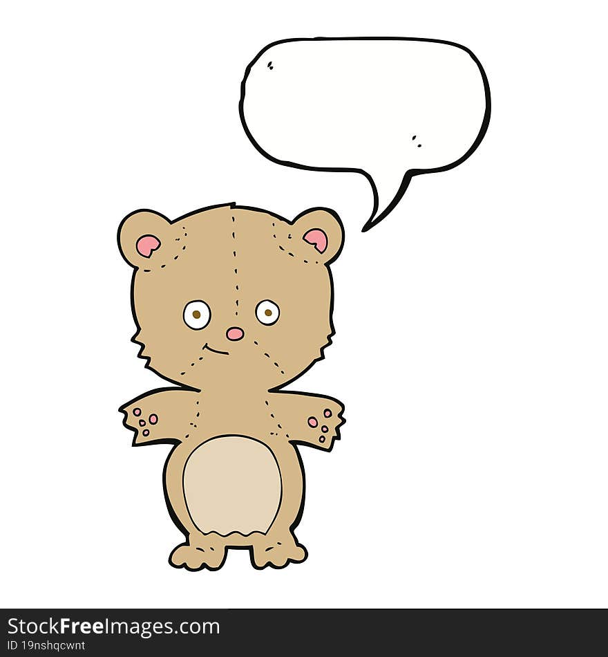 cartoon teddy bear with speech bubble