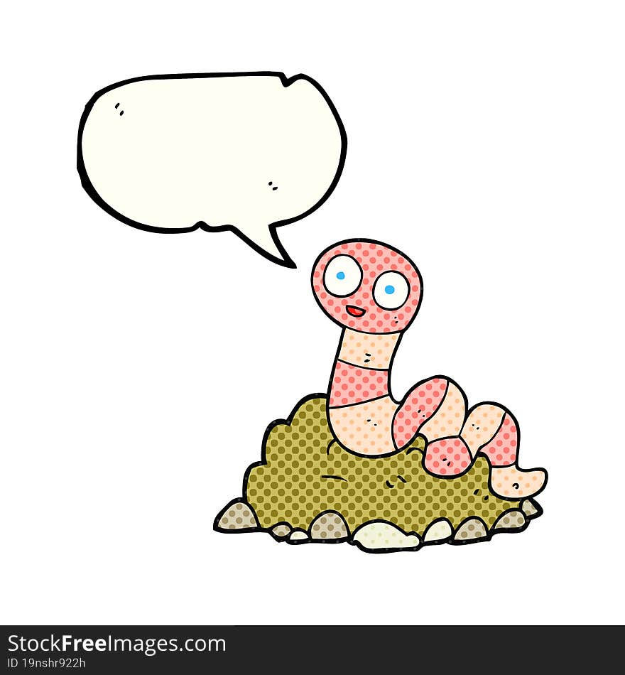 freehand drawn comic book speech bubble cartoon earthworm