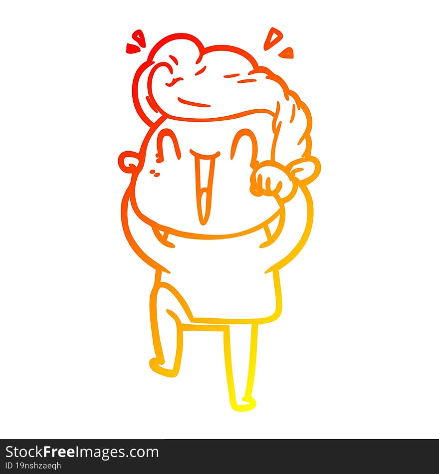 warm gradient line drawing cartoon excited man