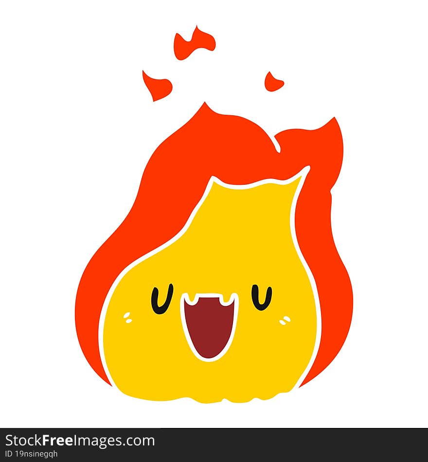 cartoon illustration kawaii cute fire flame. cartoon illustration kawaii cute fire flame