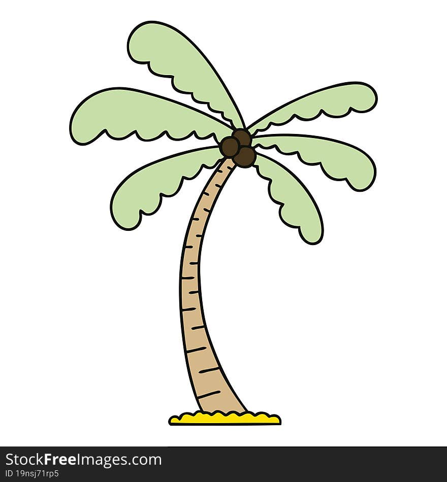 quirky hand drawn cartoon palm tree