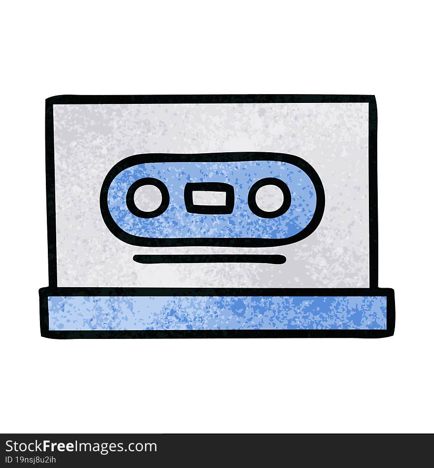 retro grunge texture cartoon of a retro cassette