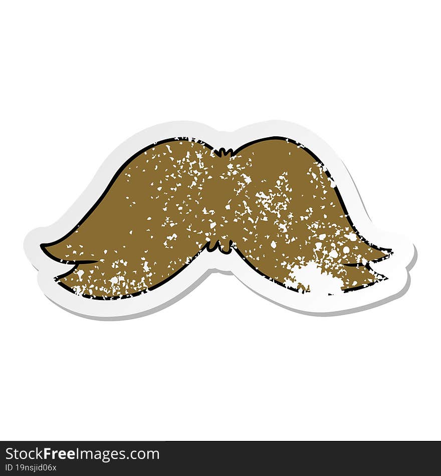 distressed sticker cartoon doodle of a mans moustache