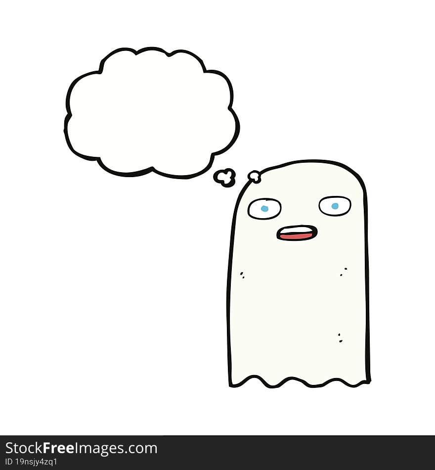 Funny Cartoon Ghost With Thought Bubble