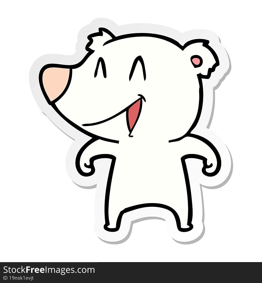 distressed sticker of a polar bear cartoon