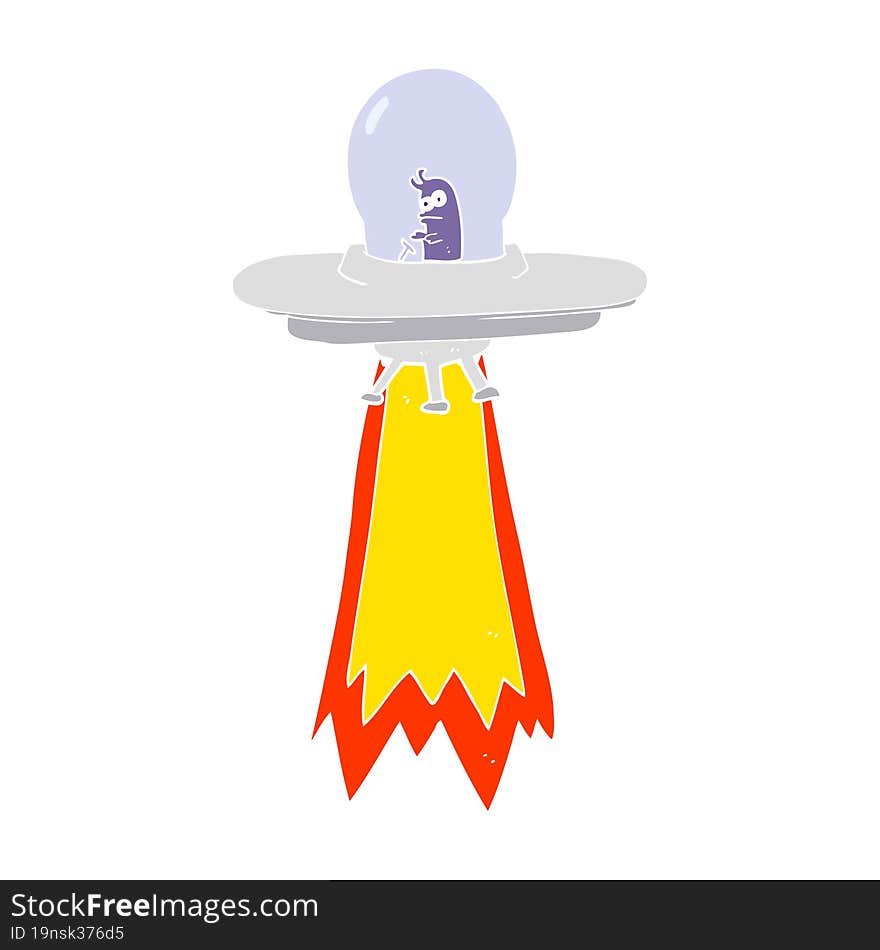 flat color illustration of a cartoon flying saucer