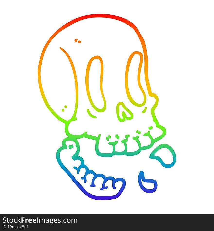 rainbow gradient line drawing funny cartoon skull