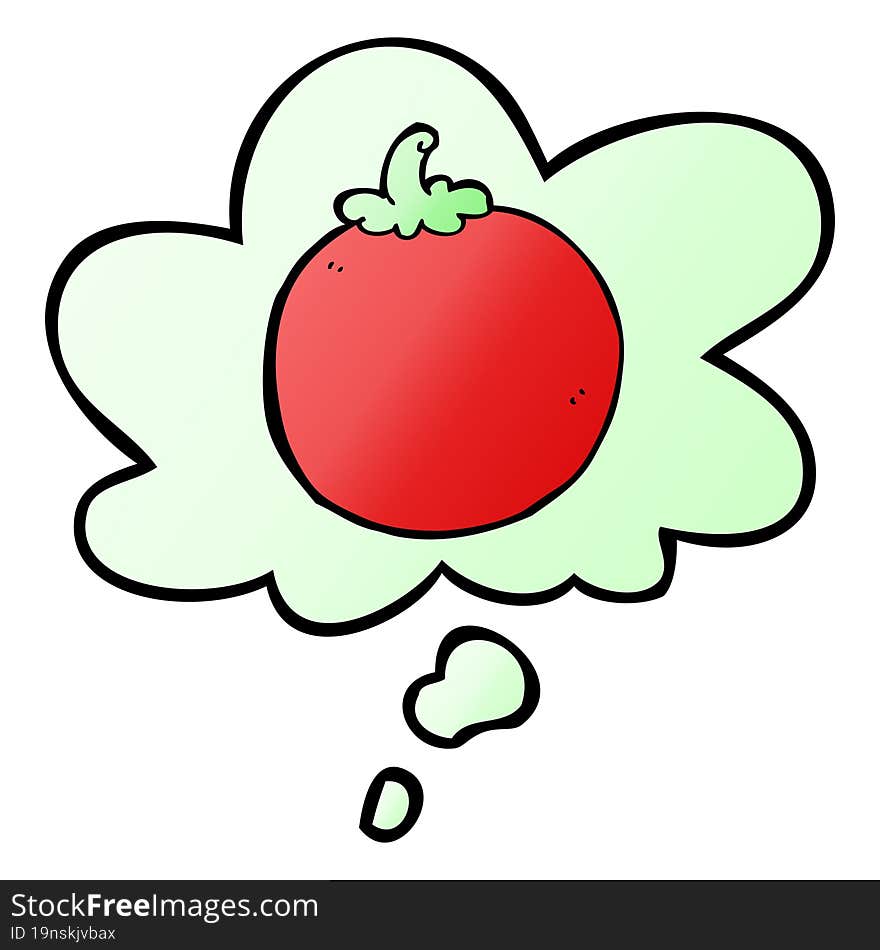 Cartoon Tomato And Thought Bubble In Smooth Gradient Style