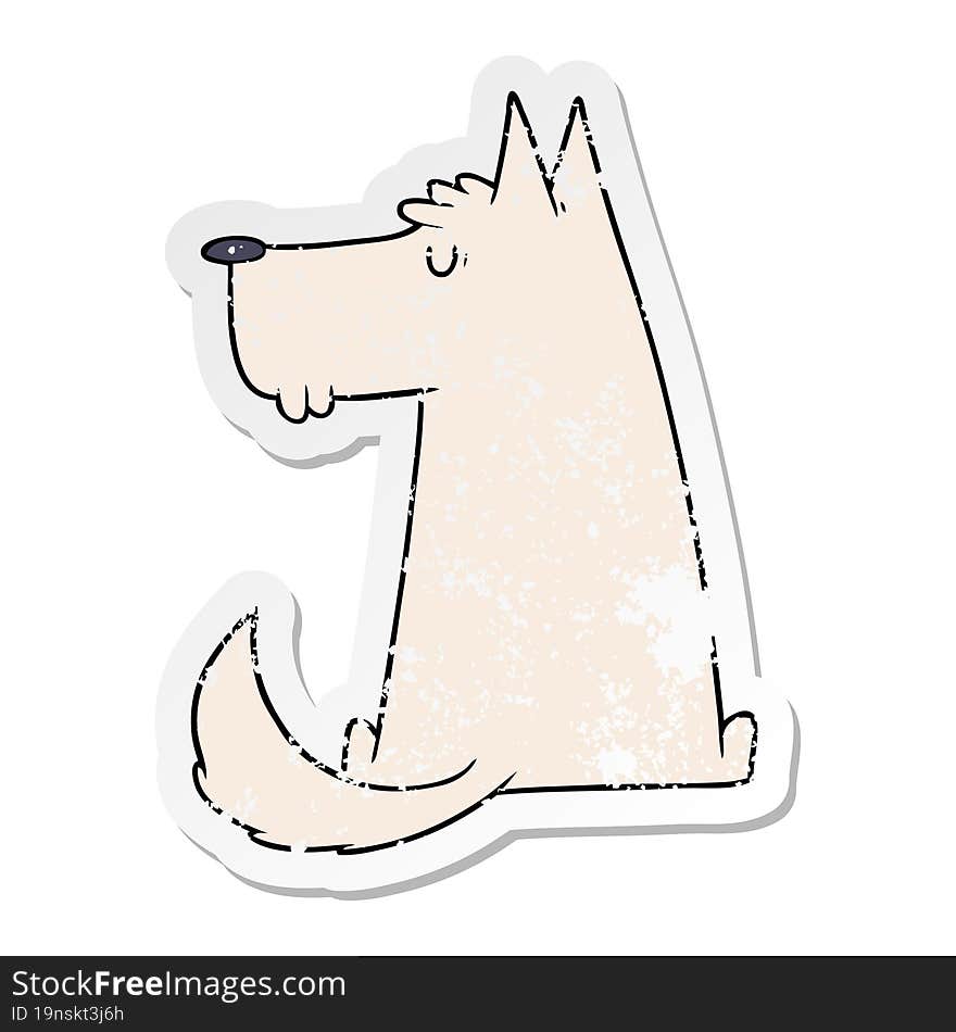 distressed sticker of a cute cartoon dog