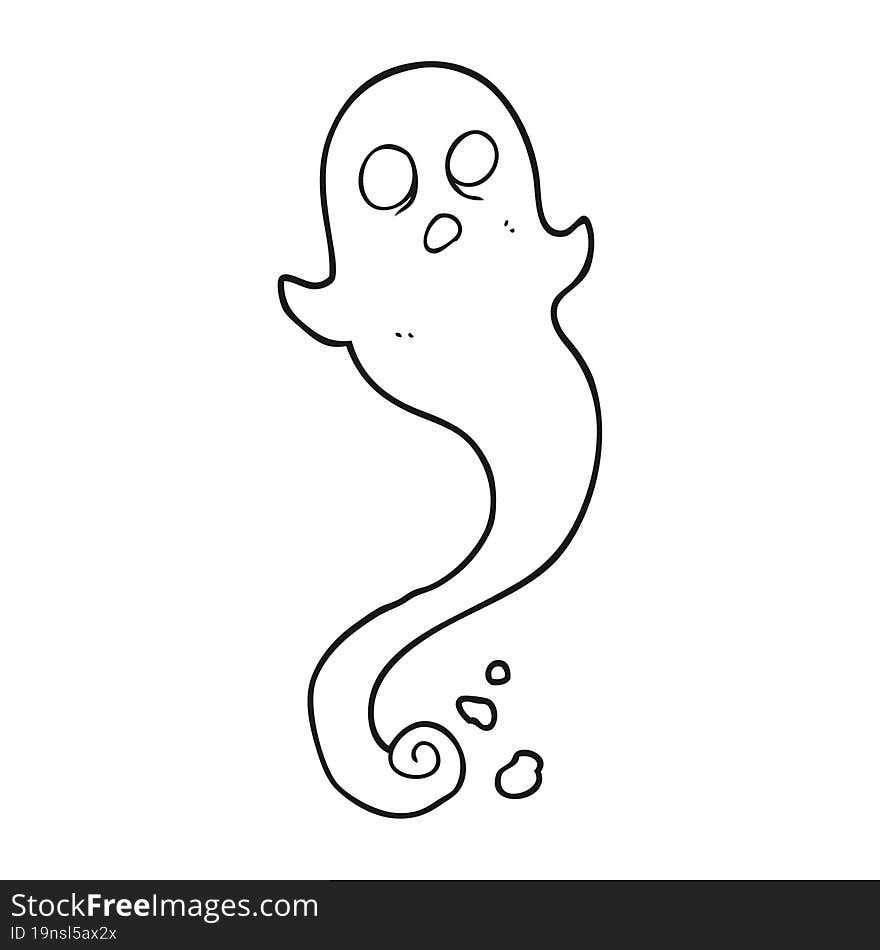 black and white cartoon halloween ghost