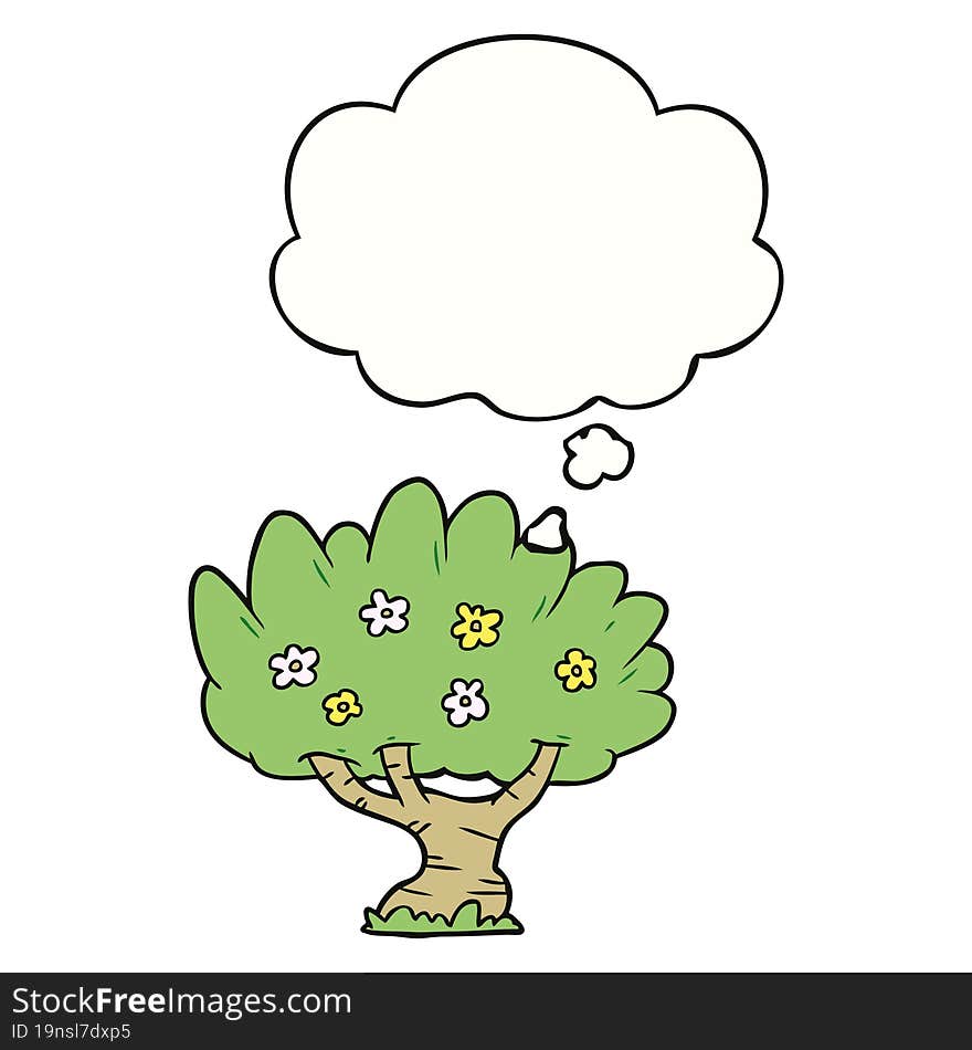 Cartoon Tree And Thought Bubble