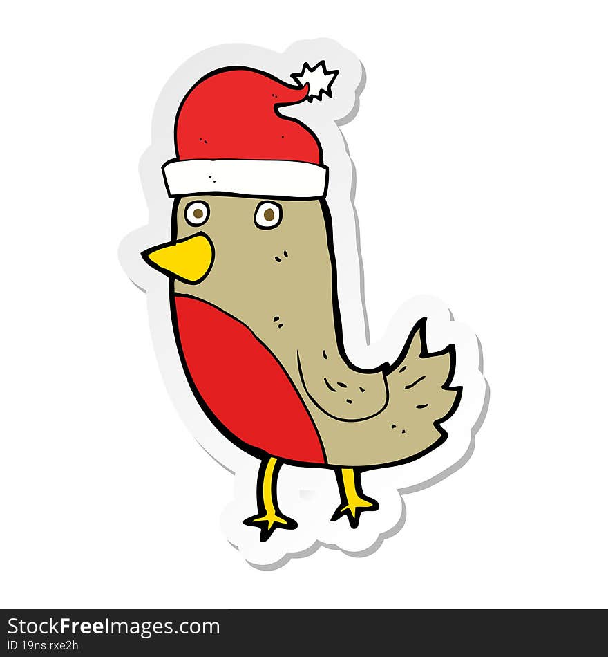 sticker of a cartoon christmas robin