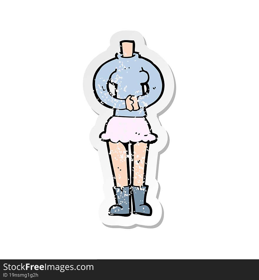 Retro Distressed Sticker Of A Cartoon Female Body