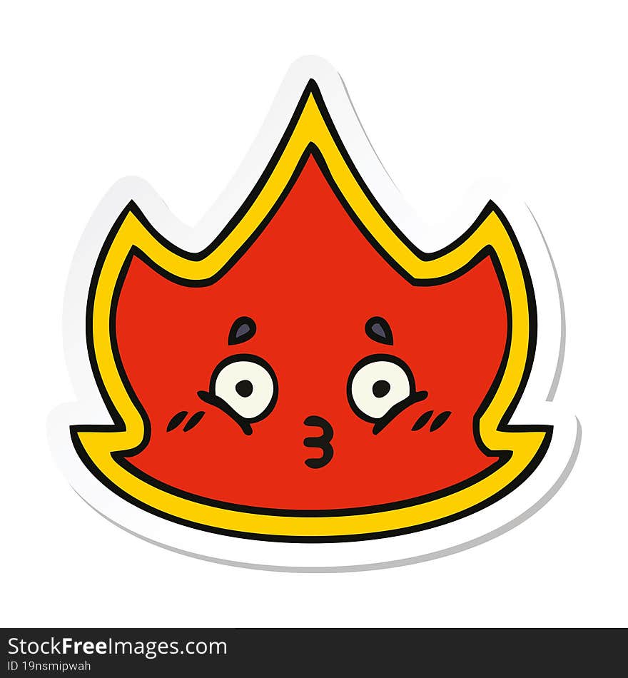 Sticker Of A Cute Cartoon Fire