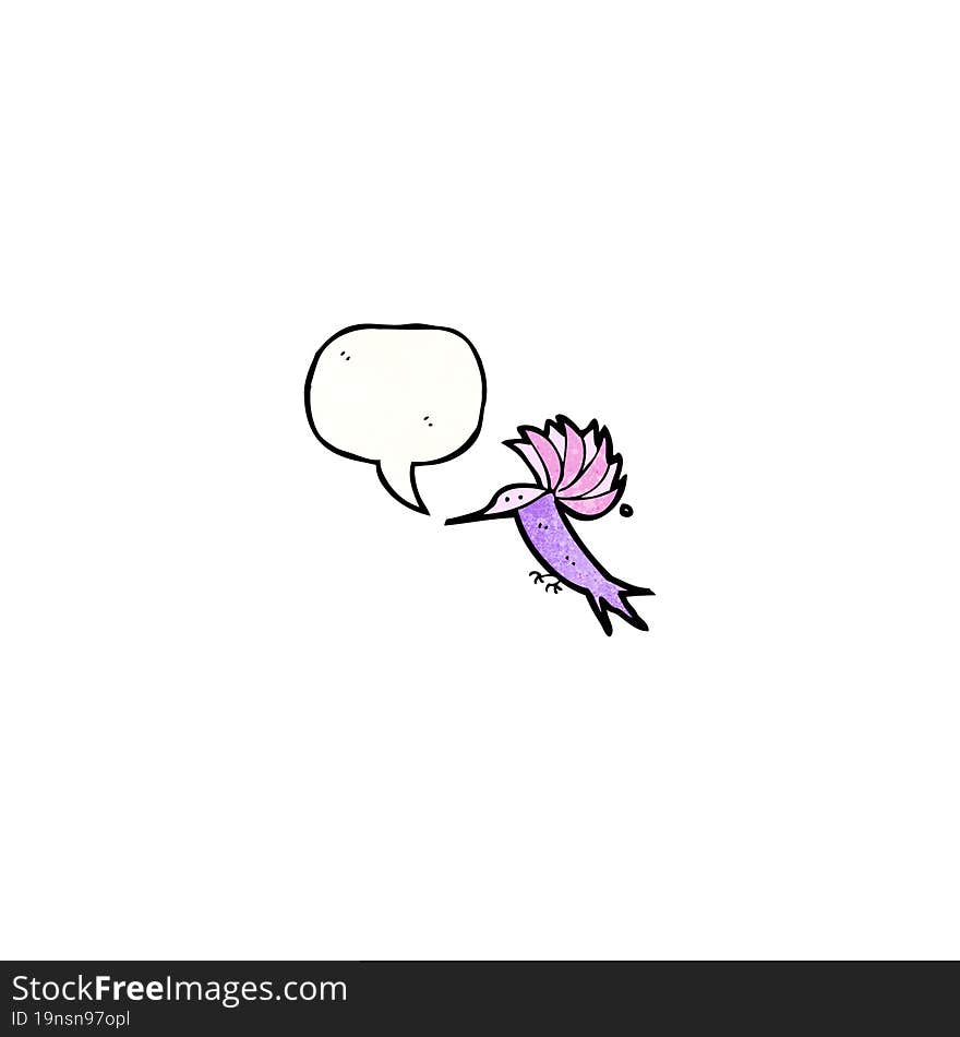 cartoon hummingbird with speech bubble