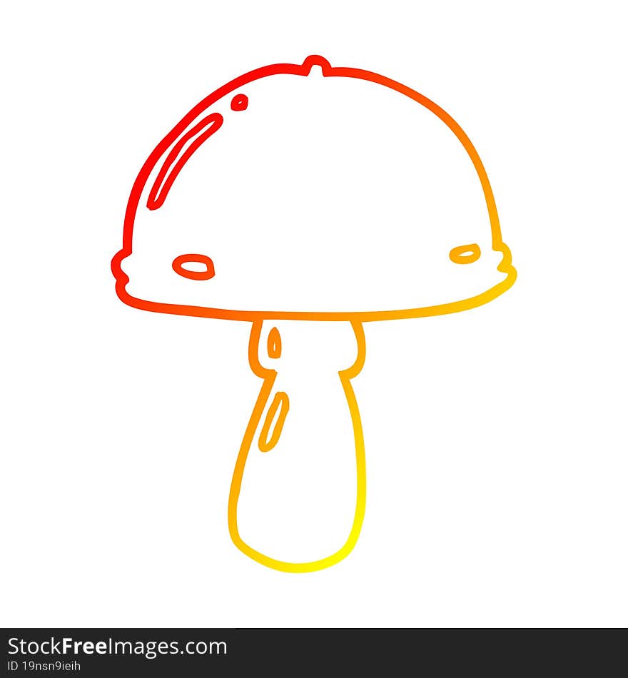 warm gradient line drawing cartoon mushroom